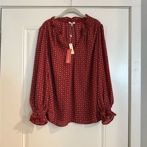 Red Patterned Women's Top NWT